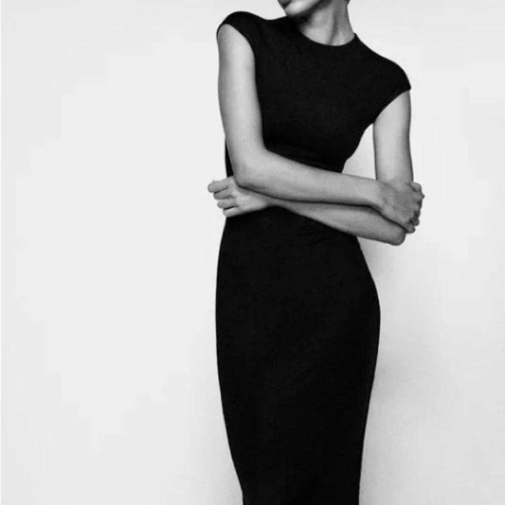 Zara black midi dress